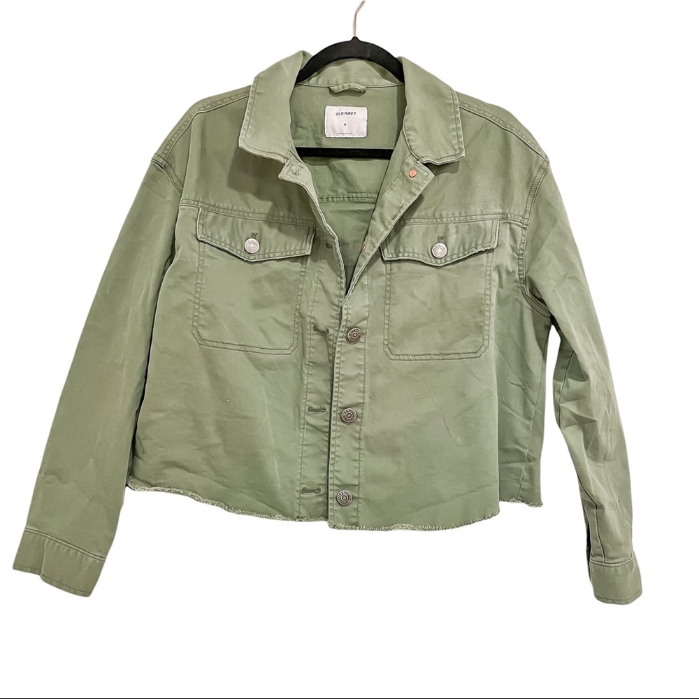 Old Navy Boyfriend Cropped Cut-Off Twill Jacket